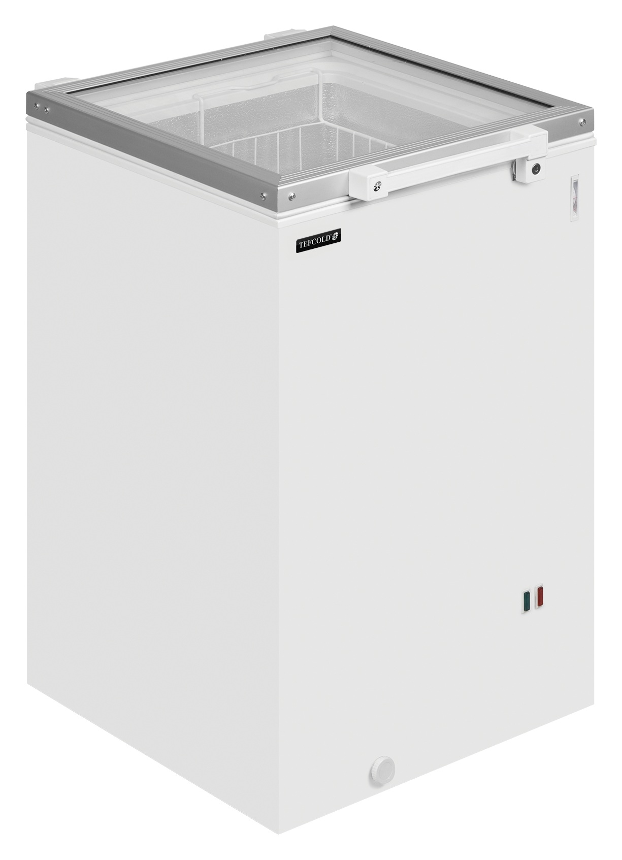 Congélateur coffre professionnel 105 litres volume net -24°C à -14°C couvercle vitré plat à charnières et panier - ST160 - Tefcold