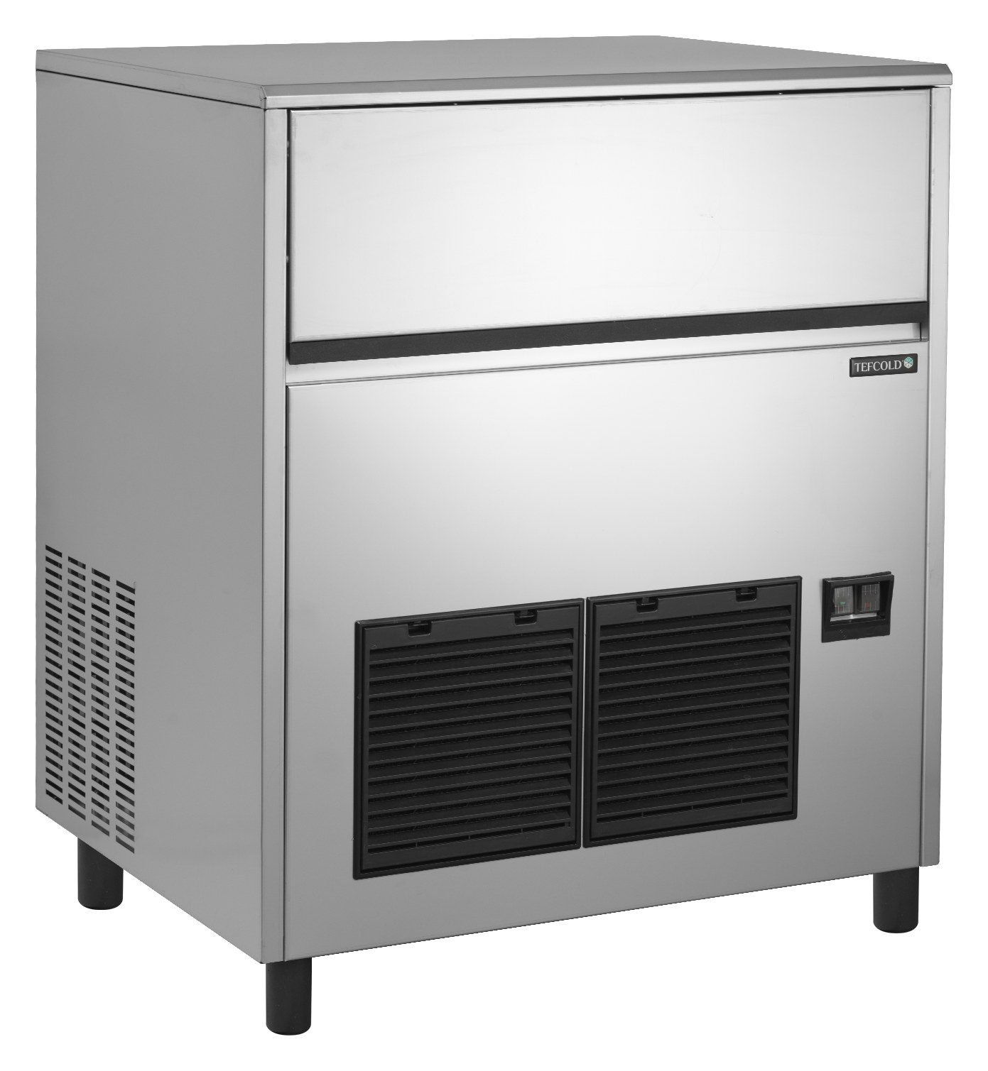 Machine à glaçons professionnelle autonome compartiment de stockage, production 85 kg/24h, capacité de stockage 40 kg, refroidissement par air - TC85 - Tefcold