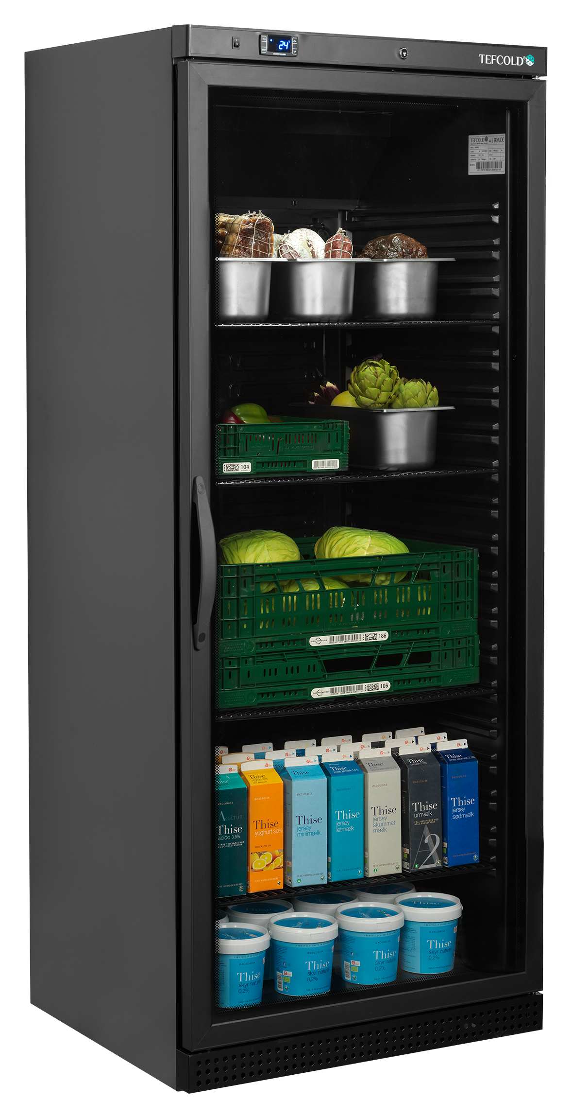 Réfrigérateur professionnel 1 porte vitrée noir 570 L - UR600BG - Tefcold en cuisine professionnelle